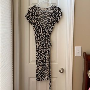 Loft black and cream wrap dress